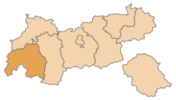 Lage des Bezirks Bezirk Landeck im Bundesland Tirol (anklickbare Karte)