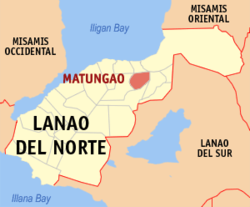 Mapa ning Lanao del Norte ampong Matungao ilage