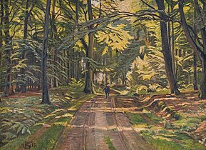 Skovvej ved Dyrnæs, 1915