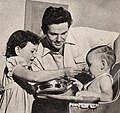 John Garfield with his children Katherine and David Patton, 1944