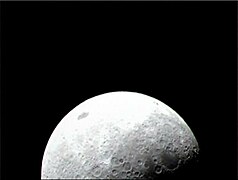 One of the first images from the Lunar Crater Observation and Sensing Satellite (LCROSS) using the visible light camera during the swingby of the Moon. LCROSS has nine science instruments that collect different types of data which are complementary to each other.