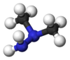 Ball and stick model of unsymmetrical dimethylhydrazine