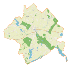 Mapa konturowa gminy Kisielice, w centrum znajduje się punkt z opisem „Kisielice”