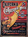 California: The Cornucopia of the World. Room for millions of Immigrants. Propaganda poster created to get immigrants to move to California.