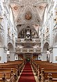 Parish church Kirchhaslach, nave and view of the organ pipe