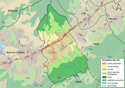 Carte en couleurs présentant l'occupation des sols.