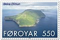 Aerial view of Stóra Dímun Stamp FO 475 of Postverk Føroya Issued: 16 Jan 2004