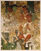 Hamsa jâtaka, cave 17. This painting probably shows one of the previous lives of the Buddha