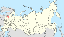 Leningrad oblasts läge i Ryssland.