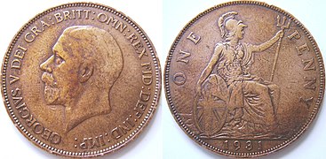 1 Penny 1931 King George V mit verkleinerter Büste