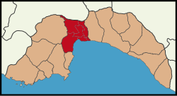 Localização da área metropolitana de Antália na província de Antália