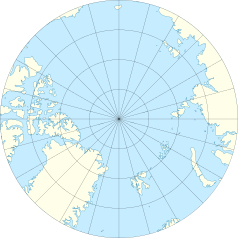 Mapa konturowa Arktyki, na dole znajduje się punkt z opisem „Longyearbyen”