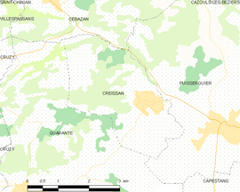 Mapa obce Creissan