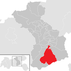 Poloha obce Mayrhofen v okrese Schwaz (klikacia mapa)