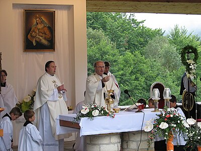 Jan Graubner při mši (Provodov – Malenisko, 2010)