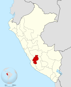 Location of the Huancavelica Region in Peru.
