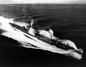 Chivo (SS-341), underway, c. 1945-50, off the Hawaiian coast.