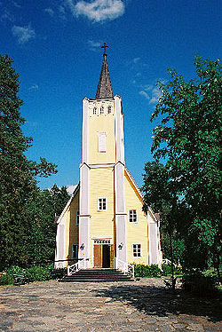 Muhos Church, built in 1634, is the oldest wooden church in Finland still in year-round use.