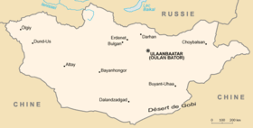 carte : Liste de points extrêmes de la Mongolie