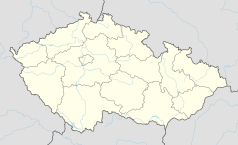 Mapa konturowa Czech, blisko centrum u góry znajduje się punkt z opisem „Jestřebí”