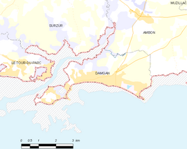 Mapa obce Damgan