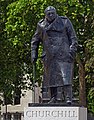 Statue of Winston Churchill in Parliament Square, opposite the Palace of Westminster