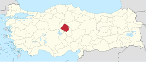 Location of Kırşehir Province in Turkey