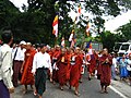 Protestos de monges budistas em Mianmar.