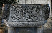 Disputed font in Laon Cathedral, France