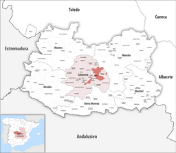 Kommunens läge i provinsen Ciudad Real