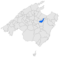 Localisation d'Ariany dans l'île de Majorque.