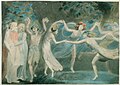 Oberon, Titiana en Puck met dansende feeën, illustratie voor A Midsummer Night's Dream door William Blake, ca. 1786