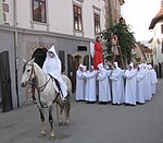 Scen från Processio Locopolitana, ett passionsspel från staden Škofja Loka.