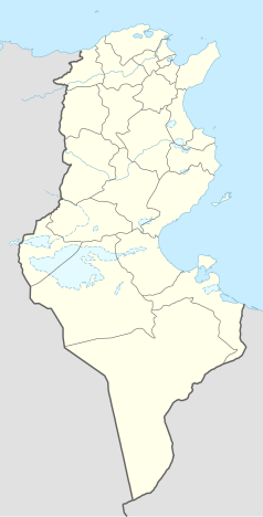 Mapa konturowa Tunezji, u góry nieco na prawo znajduje się punkt z opisem „Bardau”