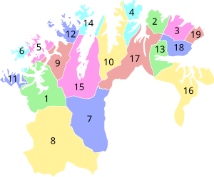 Kommunernes beliggenhed i Finnmark.