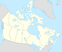 Mapa konturowa Kanady, na dole po prawej znajduje się punkt z opisem „Moncton”