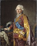 Gustav III bär lilla serafimerdräkten