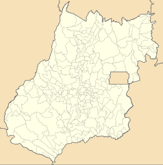 Mapa konturowa Goiás, na dole nieco na lewo znajduje się punkt z opisem „Rio Verde”
