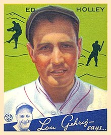 A baseball-card image of a man wearing a baseball cap and white baseball jersey