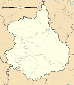Mapa konturowa Eure-et-Loir, w centrum znajduje się punkt z opisem „Thivars”