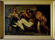 Tableau de la Mise au tombeau d'après celui du Titien qui se trouve au musée du Louvre (don de messieurs Goüin et Paul Mame en 1878).