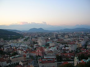 Ljubljana skyline at sunset