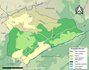 Carte en couleurs présentant l'occupation des sols.