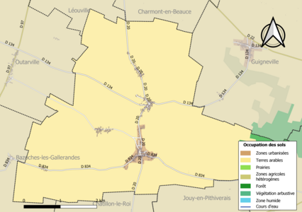 Carte des infrastructures et de l'occupation des sols de la commune en 2018 (CLC).