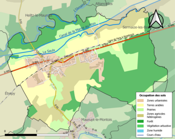 Kaart van de gemeente met de belangrijkste infrastructuur, bodemgebruik en omliggende gemeenten