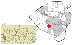 Location in Allegheny County and in Pennsylvania