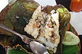 Nasi bakar ayam, chicken rice baked in a banana leaf
