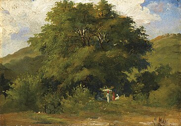 Paysage avec femmes sous un grand arbre, Saint Thomas, 1854 Collection privée