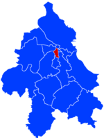 Location of Savski Venac within the city of Belgrade