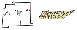 Location of Hollow Rock in Carroll County, Tennessee.